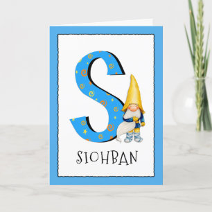 Gnome Kids Letter S Name and Age Birthday Gruß Karte