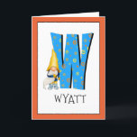 Gnome Kids Letter W Name and Age Birthday Gruß Karte<br><div class="desc">Klicken Sie auf "Anpassen", um die Randfarbe zu ändern. Wenn Sie den Namen und das Alter des Geburtstagsmädchens oder Jungen zu unserer Gnome-Alphabetkarte hinzufügen, erstellen Sie einen einmaligen, speziell für Kinder gestalteten Geburtstagsgruß. Neben dem großen blauen Buchstaben mit gelben und orangefarbenen Sternen und Spiralen zu stecken ist eines unserer niedlichen...</div>