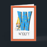 Gnome Kids Letter W Name and Age Birthday Gruß Karte<br><div class="desc">Klicken Sie auf "Anpassen", um die Randfarbe zu ändern. Wenn Sie den Namen und das Alter des Geburtstagsmädchens oder Jungen zu unserer Gnome-Alphabetkarte hinzufügen, erstellen Sie einen einmaligen, speziell für Kinder gestalteten Geburtstagsgruß. Neben dem großen blauen Buchstaben mit gelben und orangefarbenen Sternen und Spiralen zu stecken ist eines unserer niedlichen...</div>