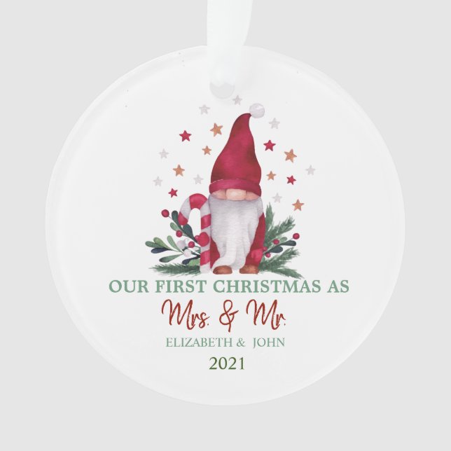 Gnome Kiefernbäume Branchen unsere ersten Weihnach Ornament (Vorderseite)