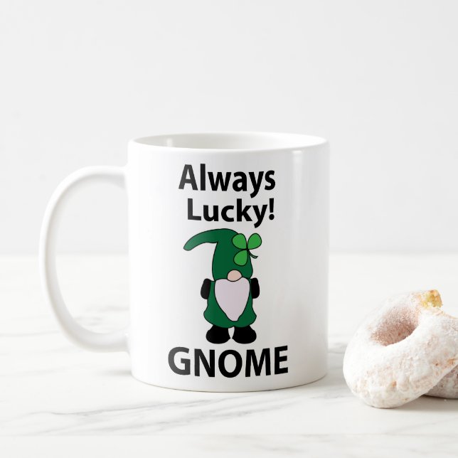 Gnome Kleeblatt Lucky St Patricks Day Gnome Kaffeetasse (Mit Donut)