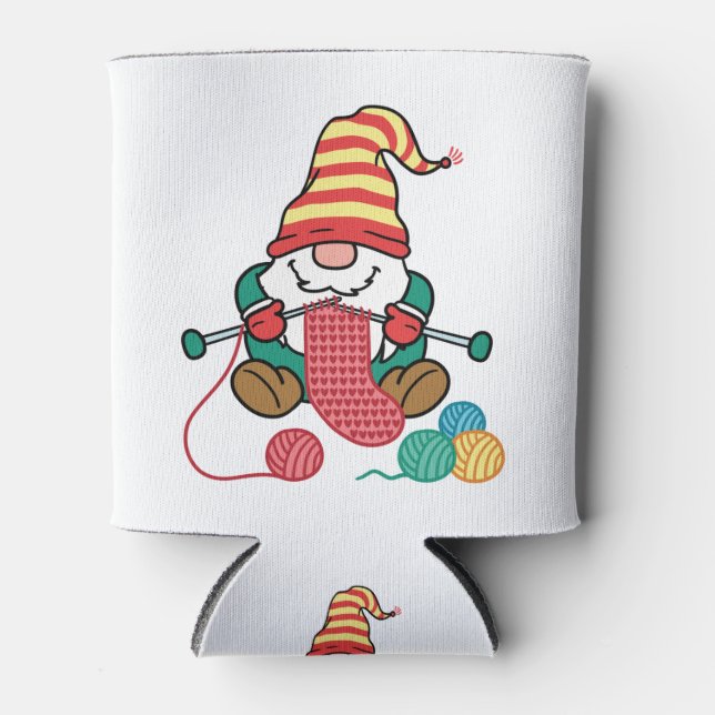 Gnome Knitting Niedlich Knitter Geschenk Nordic Gn Dosenkühler (Vorderseite)