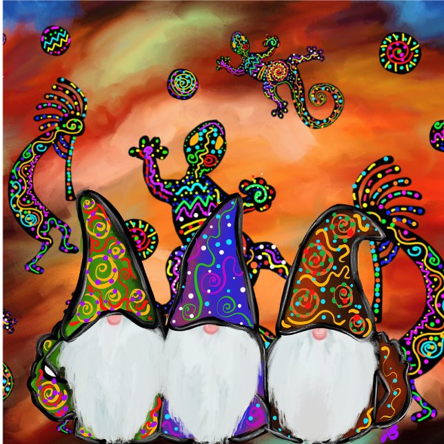 Gnome Kokopelli Art Quadratischer Aufkleber (Von Creator hochgeladen)