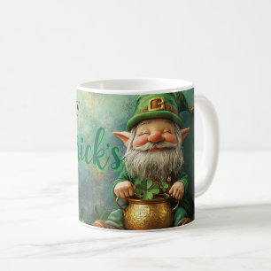 Gnome Leprechaun und Pot of Gold St Patrick's Day Kaffeetasse