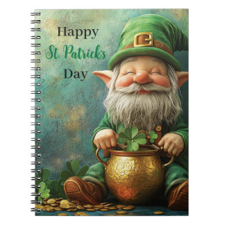Gnome Leprechaun und Pot of Gold St Patrick's Day Notizblock