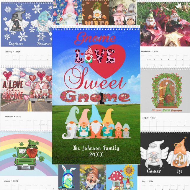 Gnome Liebe Sweet Gnome Familienname Jahreszeit Ur Kalender (Gnome Love Sweet Gnome Family Name Season Holidays Calendar)