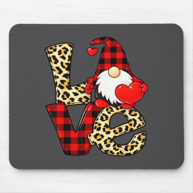 Gnome Love Valentine Gnomes Valentines Day Men Wom Mousepad (Vorne)