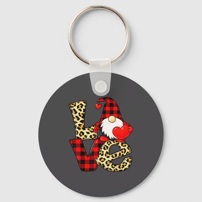 Gnome Love Valentine Gnomes Valentines Day Men Wom Schlüsselanhänger (Vorderseite)