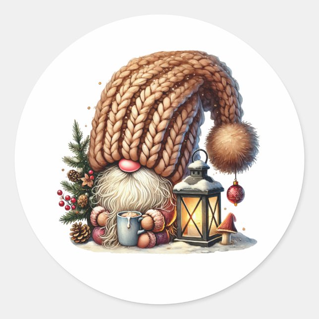 Gnome Made Eggnog Round Sticker (Vorderseite)