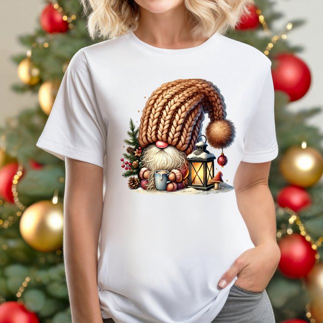 Gnome Made Eggnog T-shirt (Personalize this cute Christmas Gnome T-shirt.)