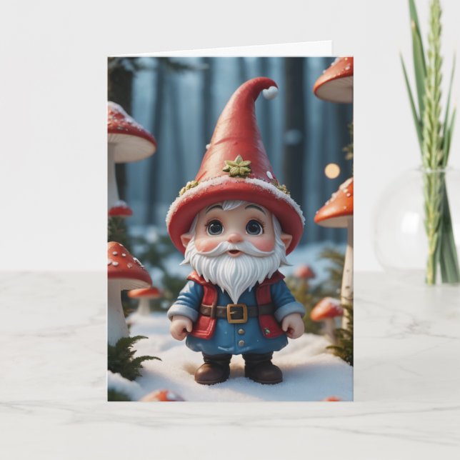 Gnome Magic Feiertagskarte (Vorderseite)