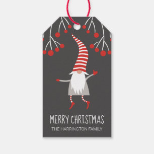 Gnome Merry Christmas Holly Berries Geschenkanhänger