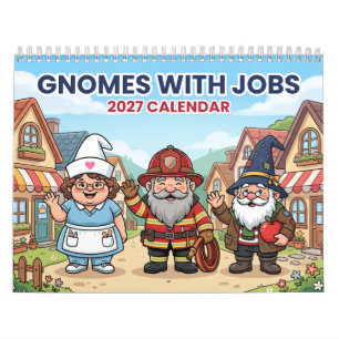 Gnome mit Berufen 2027 Wandkalender