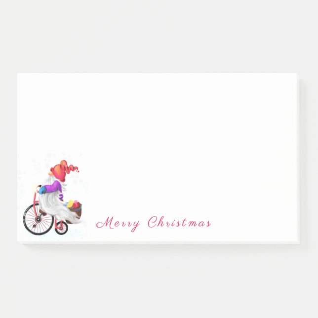 Gnome mit Bike Christmas Post-it® Notes Post-it Klebezettel (Vorderseite)