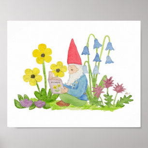 Gnome mit Blume Buchkunst Druck Poster