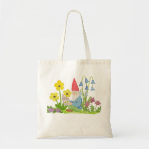 Gnome mit Blumen-Buchtasche Tragetasche