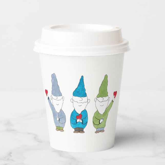 Gnome mit Herzen Pappbecher (Vorderseite)