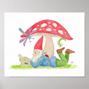 Gnome mit Insektenbuch-Kunstdruck Poster