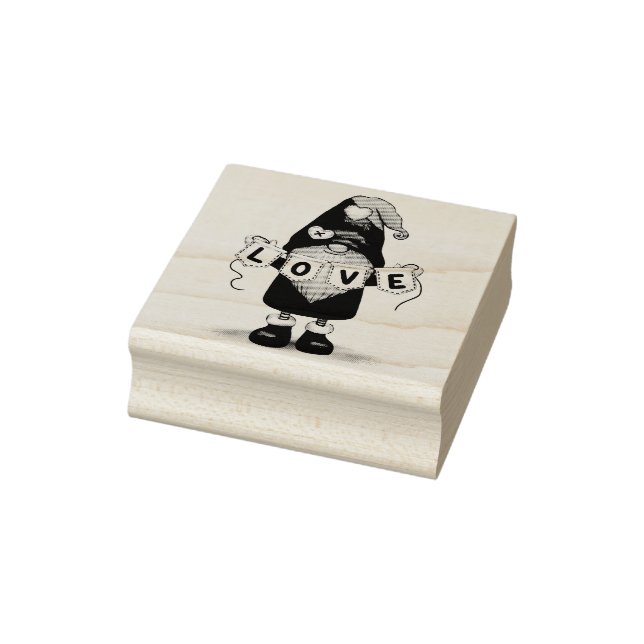 Gnome mit Liebe-Banner Gummi-Briefmarke Gummistempel (Stempel)