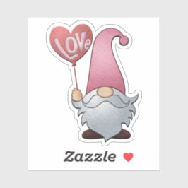Gnome mit Liebe Herzballon - Valentinsticker Aufkleber