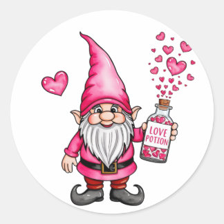 Gnome mit Liebe-Tränke Weihnachten Runder Aufkleber