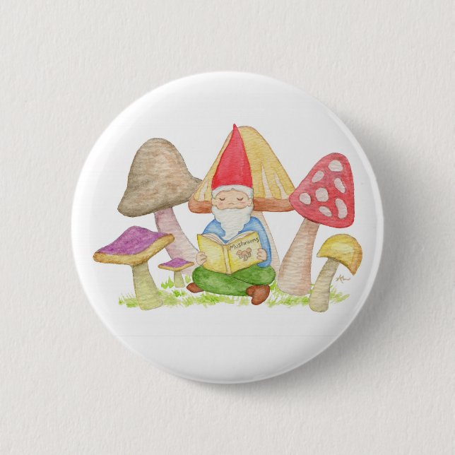 Gnome mit Mushroom-Schaltfläche Buchen Button (Vorderseite)