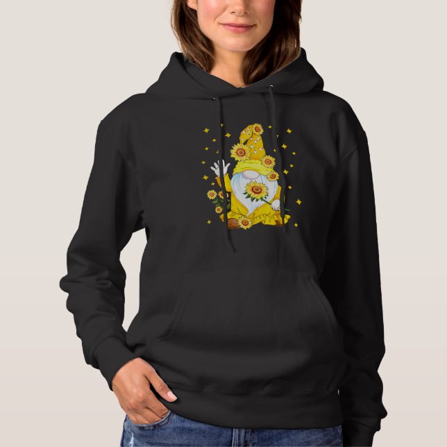 Gnome mit Sonnenblume Hoodie (Vorderseite)