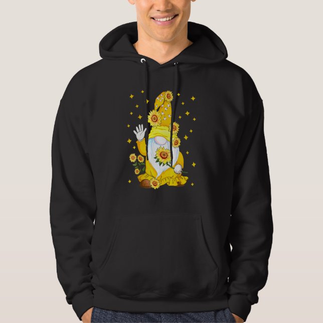 Gnome mit Sonnenblume Hoodie (Vorderseite)