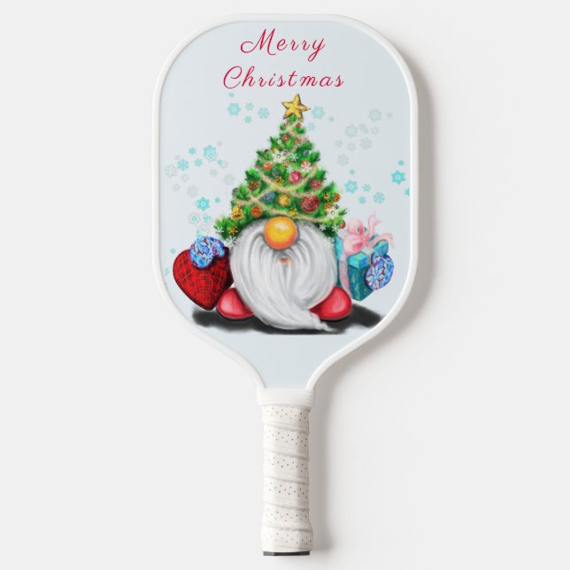 Gnome mit Weihnachts-Herzgeschenk Pickleball Paddl Pickleball Schläger (Vorderseite)