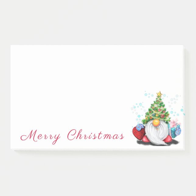 Gnome mit Weihnachtsbaum Hat Post es Notizen Funny (Vorderseite)