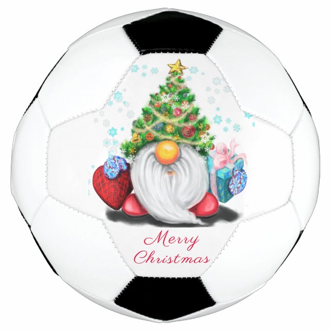 Gnome mit Weihnachtsbaum-Hut-Geschenk Fußball-Ball Fußball (Vorderseite)