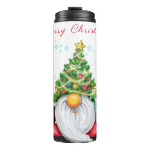 Gnome mit Weihnachtsbaumhut Thermal Tumbler Thermosbecher