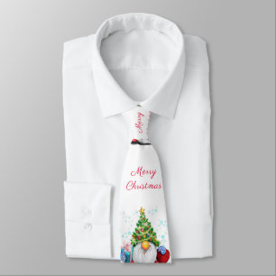 Gnome mit Weihnachtsbaumhut und Geschenk Neck Tie Krawatte