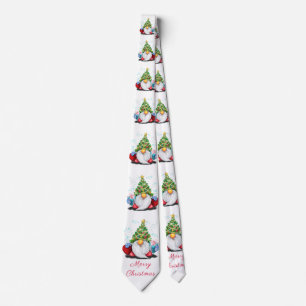 Gnome mit Weihnachtsbaumhut und Geschenken Neck Ti Krawatte