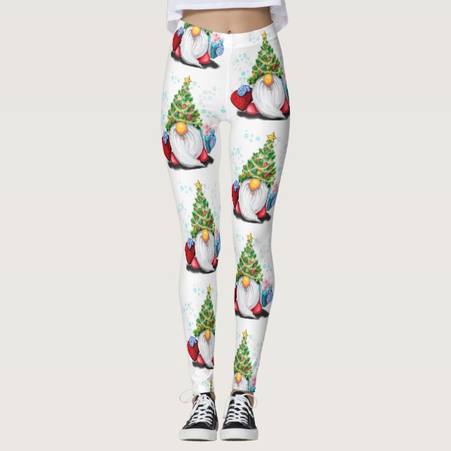 Gnome mit Weihnachtsbaumhut und Gift-Leggings Leggings (Vorderseite)