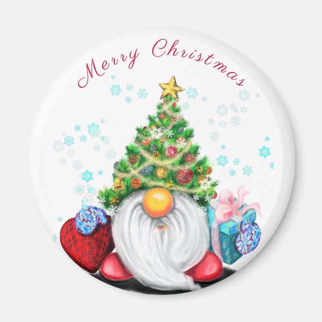 Gnome mit Weihnachtsbaumhut und Gift Magnet (Vorne)