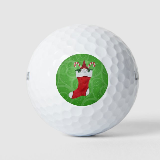 Gnome mit weißen Bart-Süßleinen im Strumpf Golfball (Vorderseite)