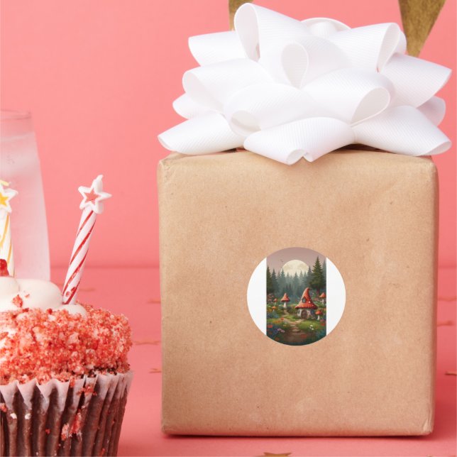 Gnome & Mushroom Magic Runder Aufkleber (Party)