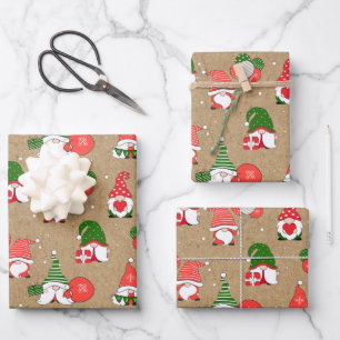 Gnome Muster Weihnachten Weihnachten Weihnachten Geschenkpapier Set