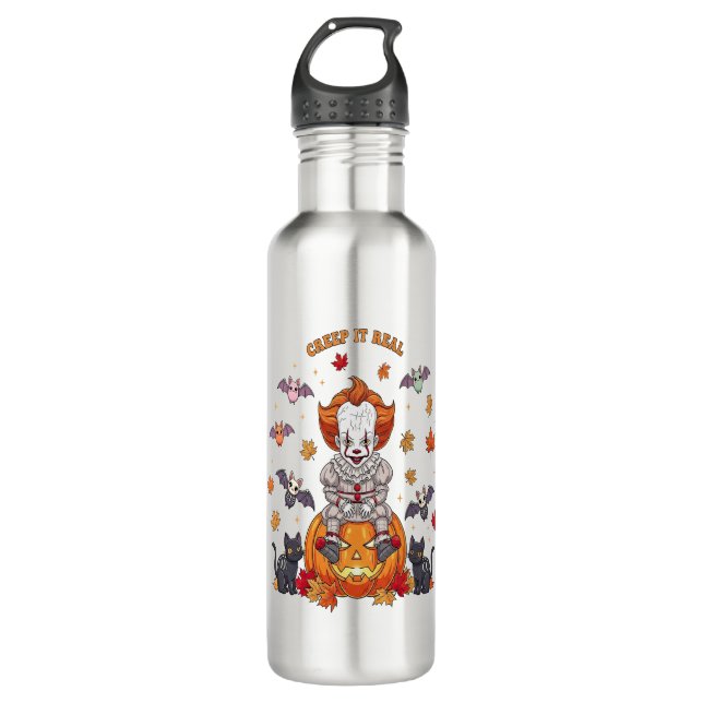 Gnome Niedlich Pumpkin Halloween Edelstahlflasche (Vorderseite)