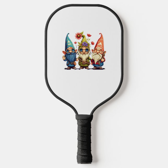 Gnome Niedliche und lustige gnome Hippie Sonnenblu Pickleball Schläger (Vorderseite)