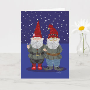 Gnome Nights gefaltete Grußkarte Karte