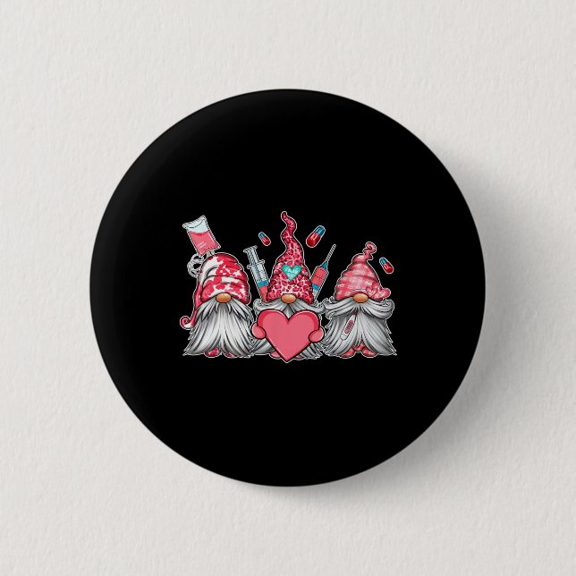 Gnome Nurse Scrub Valentine Rn Icu Er Valentine D Button (Vorderseite)