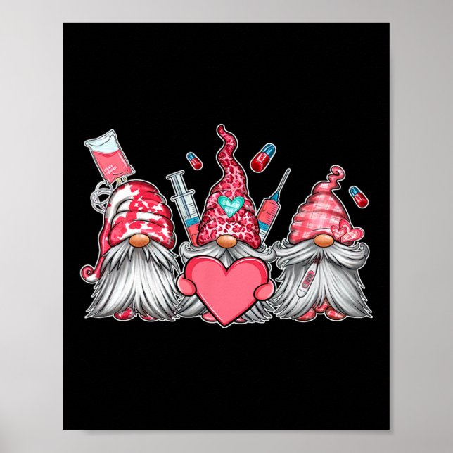 Gnome Nurse Scrub Valentine Rn Icu Er Valentine D Poster (Vorne)