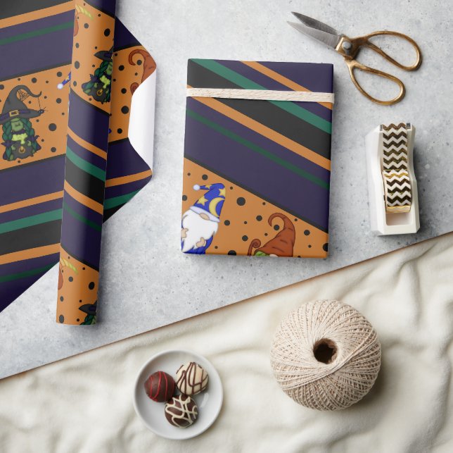 Gnome-o-Ween Streifen-Geschenkpapier Geschenkpapier (Kunsthandwerk)