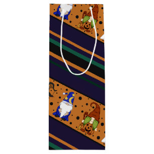 Gnome-o-Ween Streifen (Groß) Geschenktasche Geschenktüte Für Weinflaschen