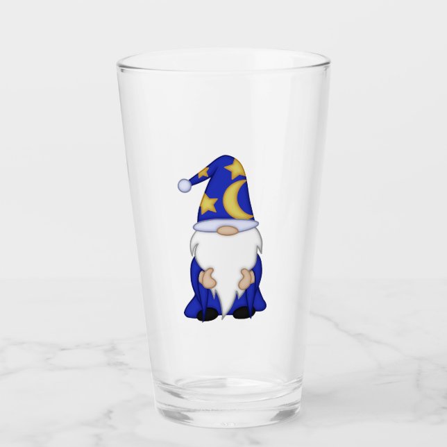Gnome-O-Ween weißbärtiger Zauberer Glas (Vorderseite)