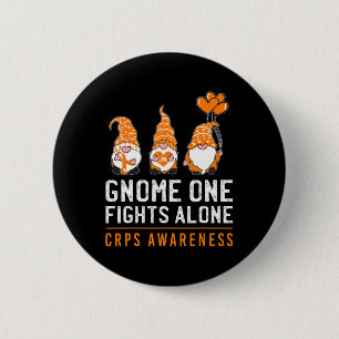 Gnome One Fights Allein Rsd Crps Awareness Orange  Button