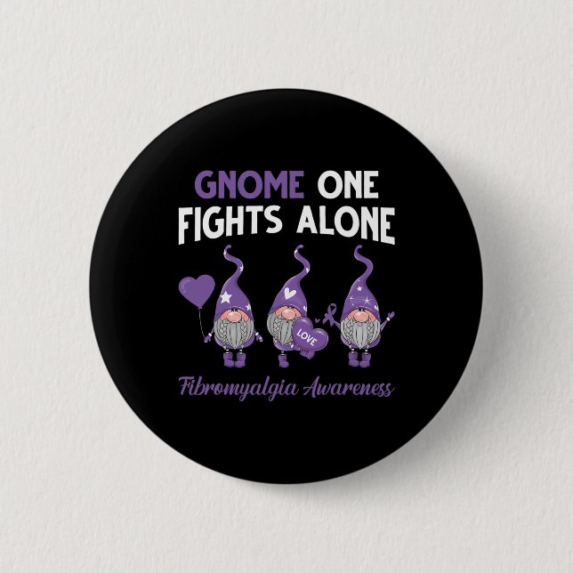 Gnome One Fights Allone Fibromyalgie Awareness Mon Button (Vorderseite)
