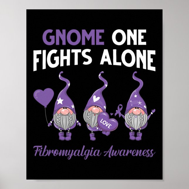 Gnome One Fights Allone Fibromyalgie Awareness Mon Poster (Vorne)